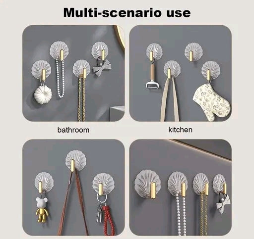 Self-Adhesive Seashell Wall Hooks / Decorative Shell Shape Wall Hanger