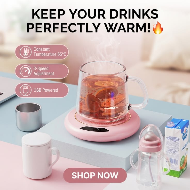 Smart Electric Tea & Coffee Heating Coaster with Temperature Display