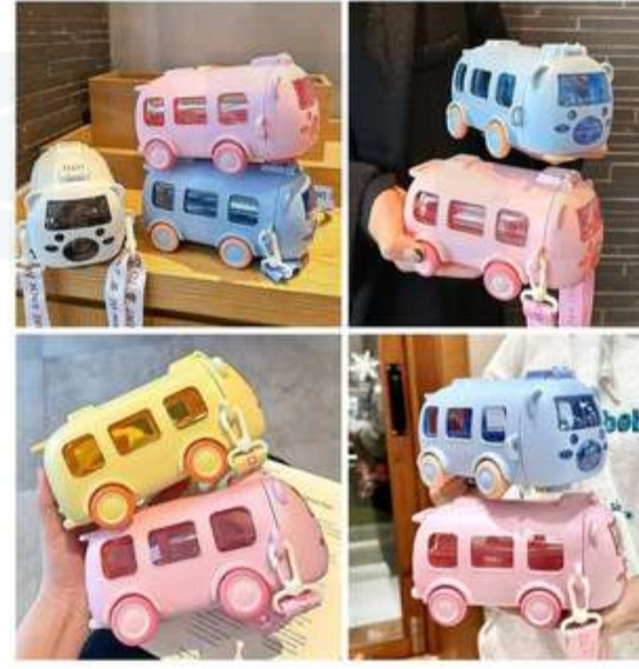 2-in-1 Adorable School Bus Sipper Bottle for Kids