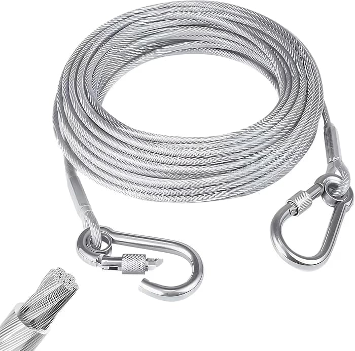 5 Meter Heavy Duty Multipurpose Stainless Steel Clothesline Rope with Safety Hooks