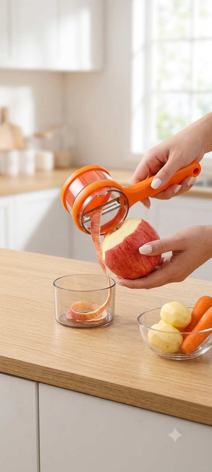 Smart Fruit & Vegetable Peeler with Built-in Waste Storage Container