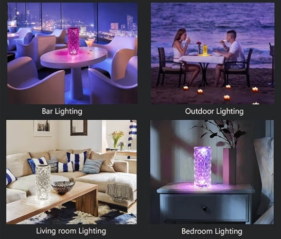 Rose Diamond Crystal LED Table Lamp